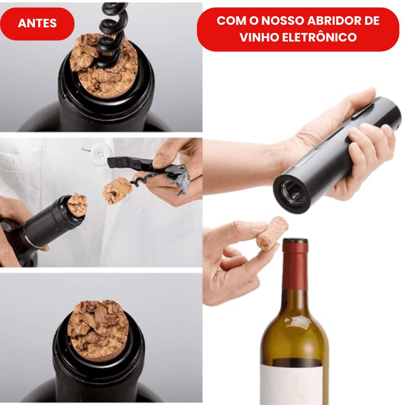 Abridor de Vinho Elétrico - Kit Profissional de BRINDE Abridor de vinho - Acessorio 009 Empório Lojas 