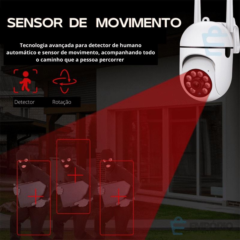 Câmera de Segurança Full HD - Sem Fio Rastreamento Humano Áudio Bilateral Camera de Segurança - - Eletronico 002 Empório Lojas 