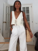 Fashion Sequined Cardigan Skirt Suits Women Elegant Shinny Sleeveless Single Button Female Tank Sets Zipped Skirts 2024 New Sets Empório Lojas 