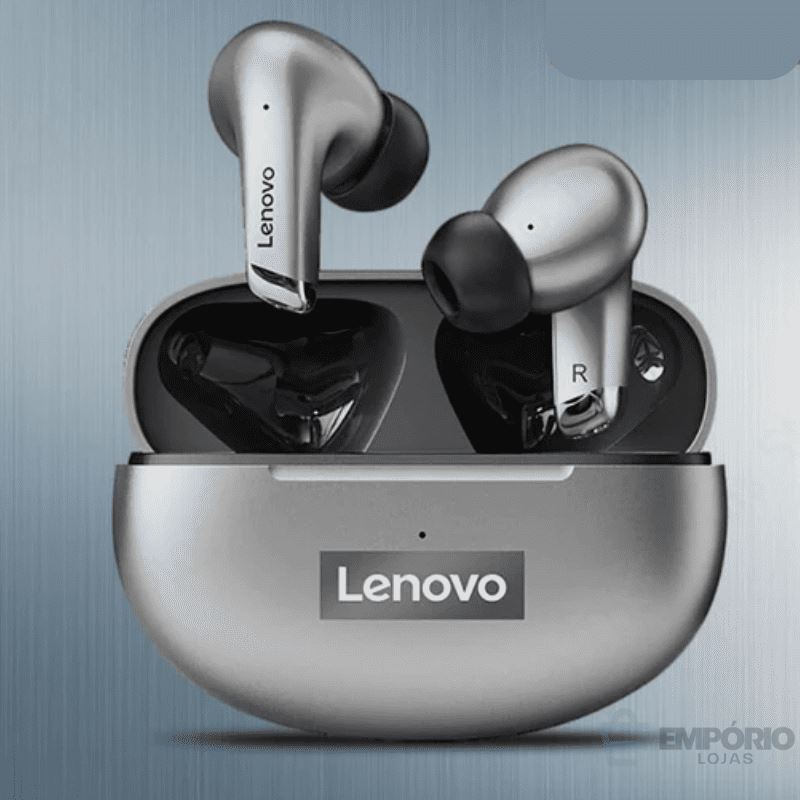 Fone De Ouvido Bluetooth Lenovo LP5 Pro - Impermeável e com Microfone Fone LP5 Pró - Eletronico 004 Minha loja Prata 