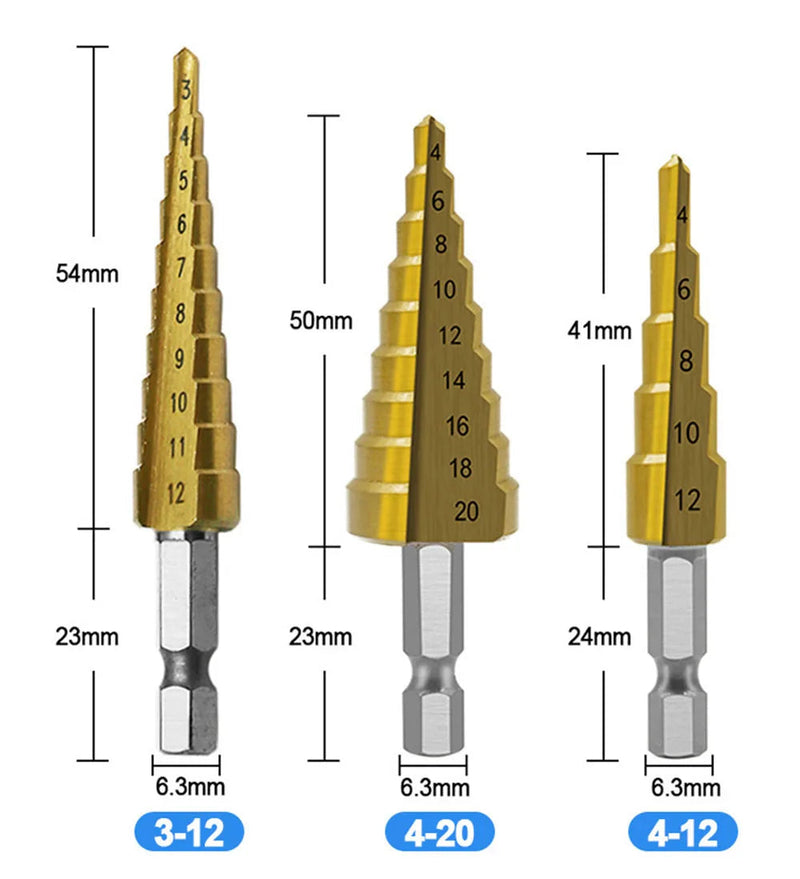 Kit 3 Brocas Escalonadas de Titânio Empório Lojas 