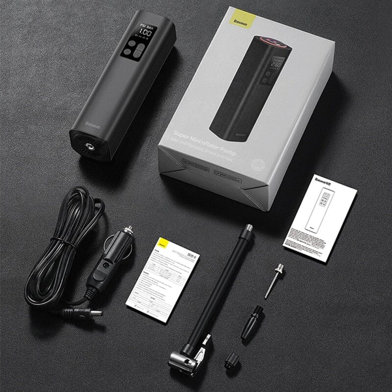 Bomba inflável digital inteligente para carro Bicicleta Barco Bomba de ar Bomba elétrica para bicicleta moto Compressor de ar portátil Empório Lojas China Black 