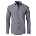 Camisa Social Masculina Premium - Elegância e Confiança no Trabalho Empório Lojas Cinza S 40 to 48kg 