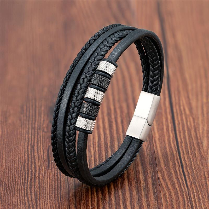 Pulseira masculina de couro, pulseira para homens